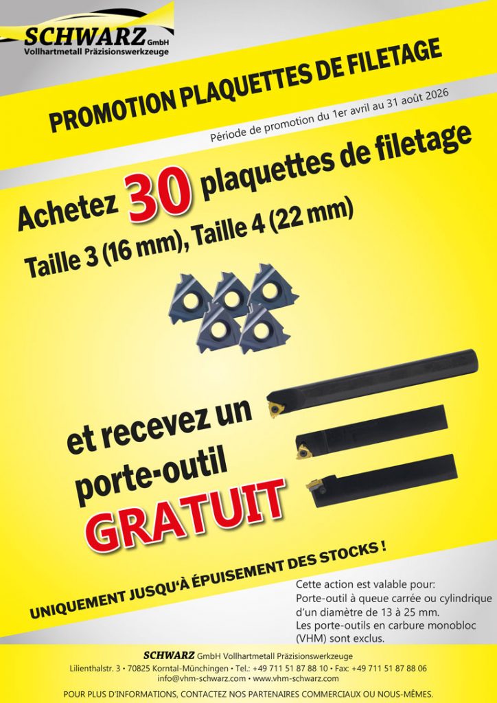 Flyer promotionnel – plaquettes de tournage pour filetage.