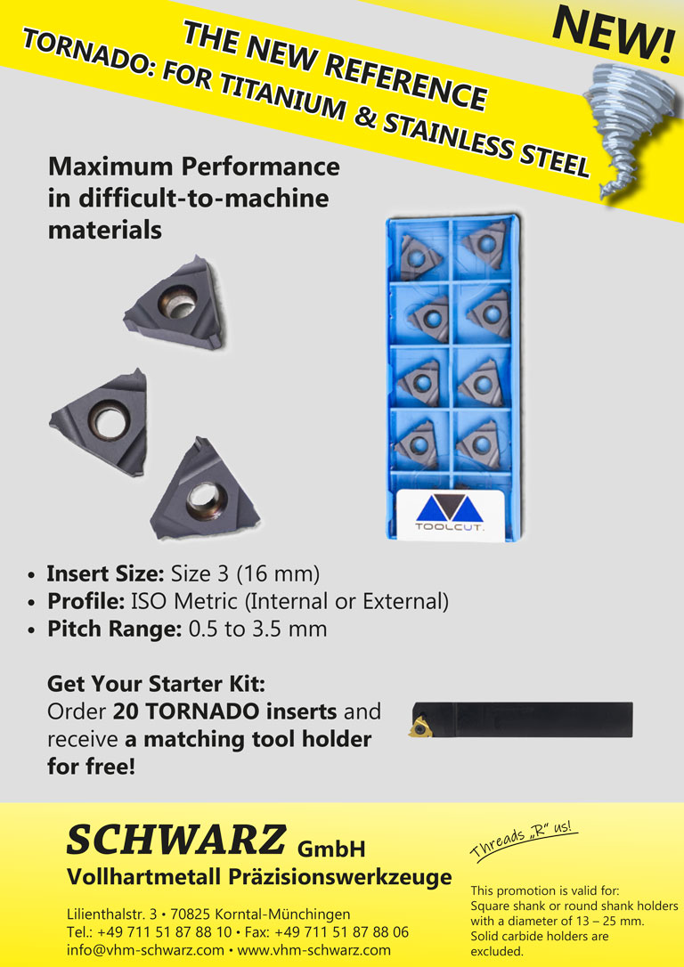 Флаер для резьбообрабатывающих инструментов Tornado для CNC-обработки резьбы