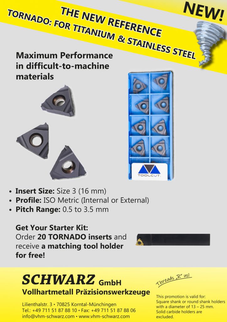 Flyer for TORNADO Threading Tools for CNC Thread Machining