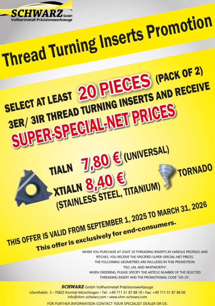 Flyer pour une promotion de plaquettes de tournage pour filetage.