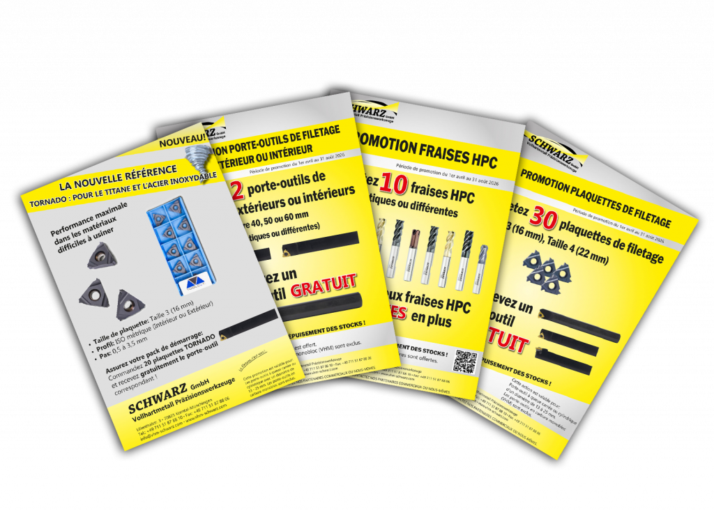 Plaquettes de tournage, porte-outils de tournage et fraises – offres promotionnelles (flyer).